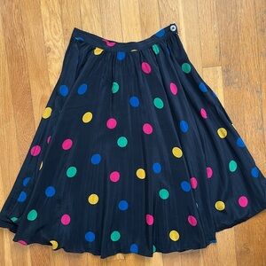 Vintage 80s Does 50s Accènto Marzotto 100% Silk Polka Dot Circle Skirt Size 6
